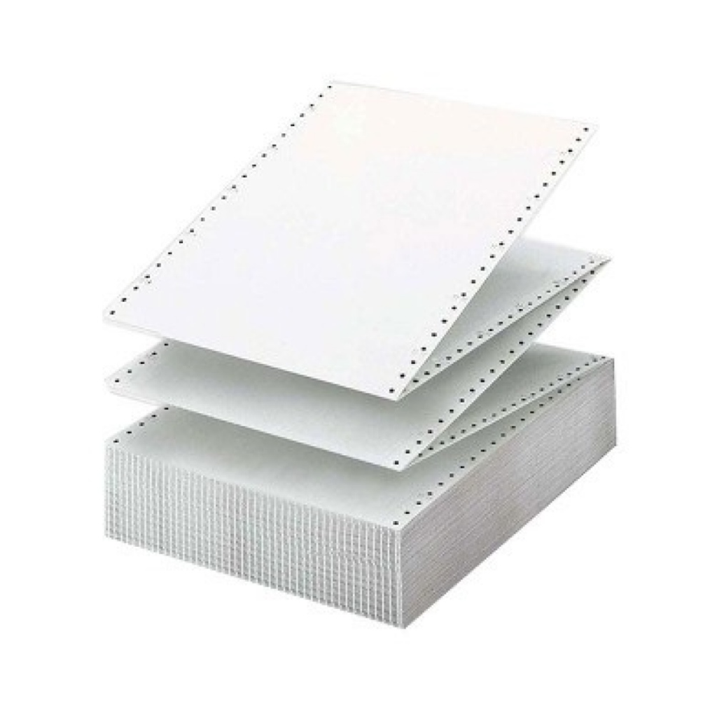 Papel fanfold liso 12x25 65 grs. Paquete x 1000