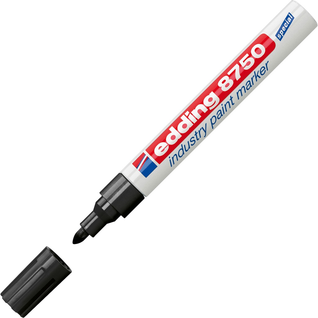 Marcador Edding 8750 negro, uso industrial.