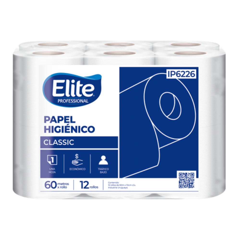 Papel higiénico Elite Eco paquete x 12 rollos 60 mt. - IP 6226