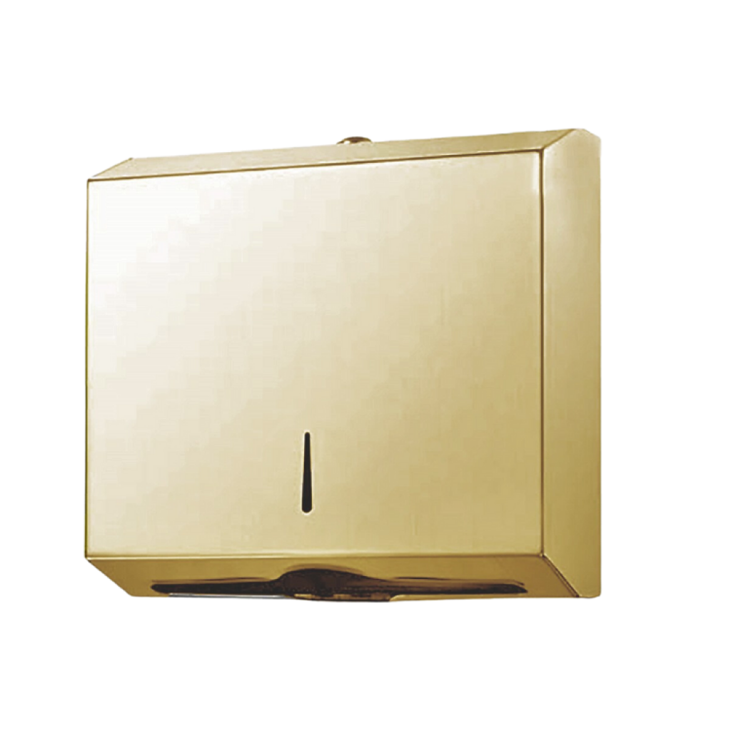 Dispensador metálico de pared para toalla intercalada color oro