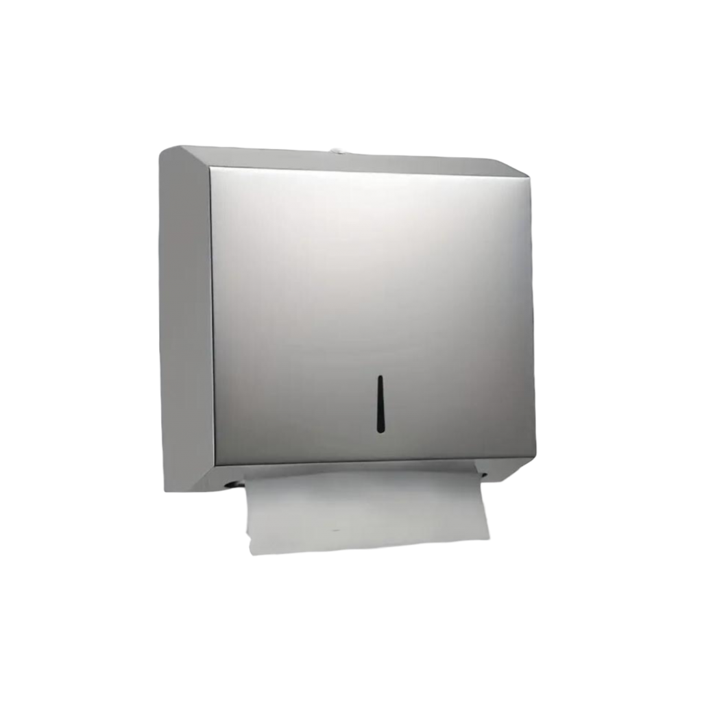 Dispensador metálico de pared para toalla intercalada color plata brillante