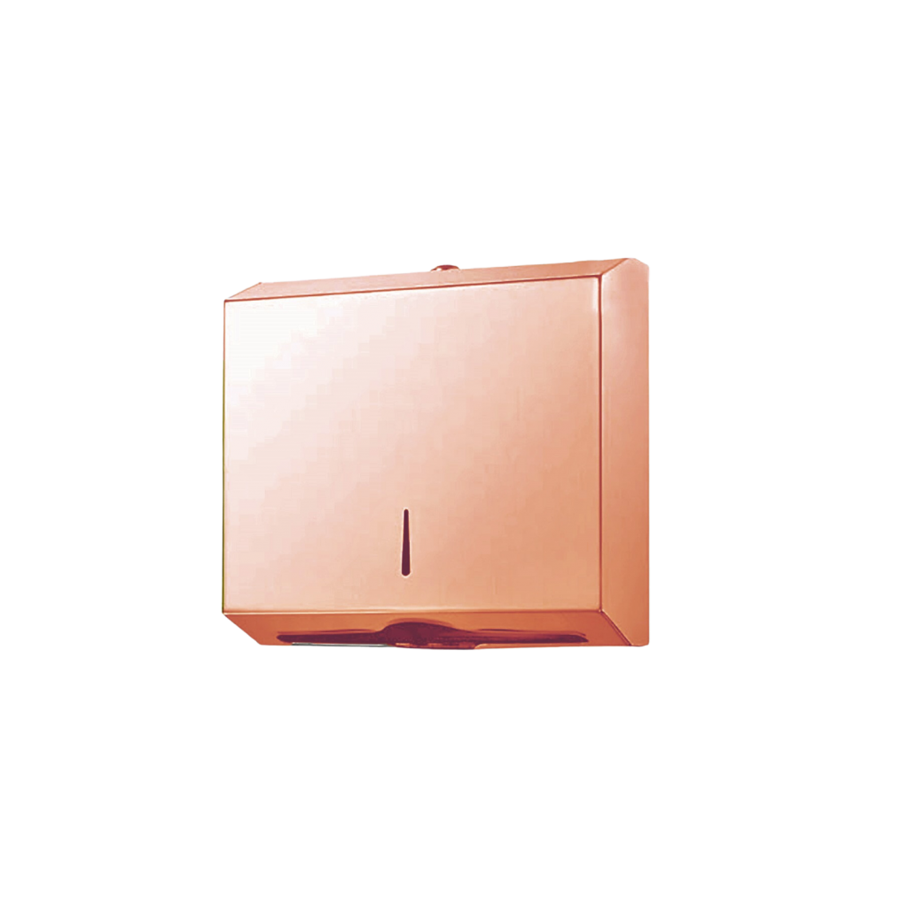 Dispensador metálico de pared para toalla intercalada color rosa oro