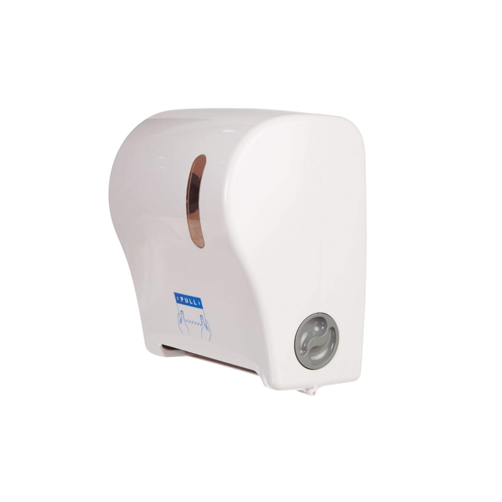 Dispensador autocorte para toallas de manos color blanco