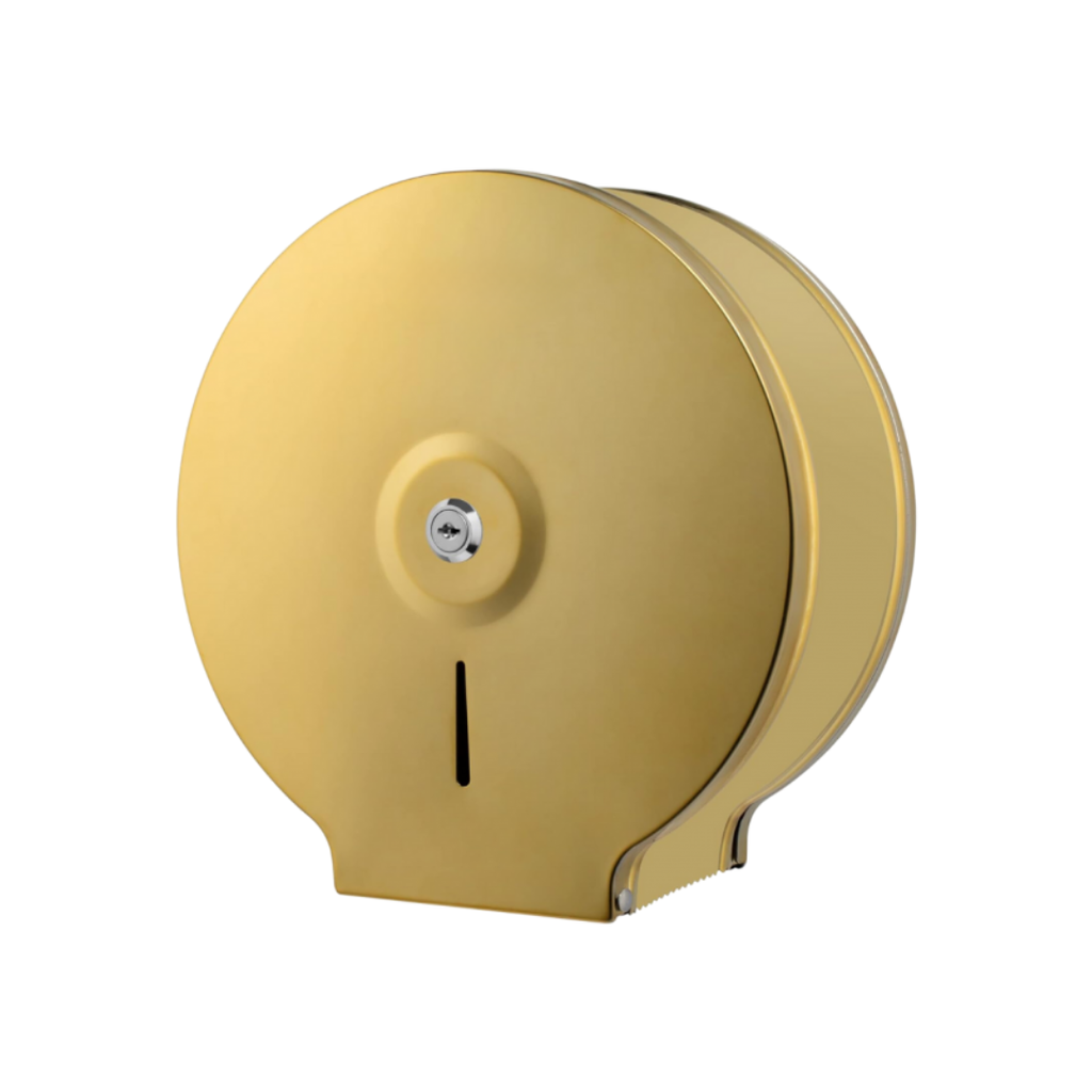 Dispensador de papel higiénico metálico color oro