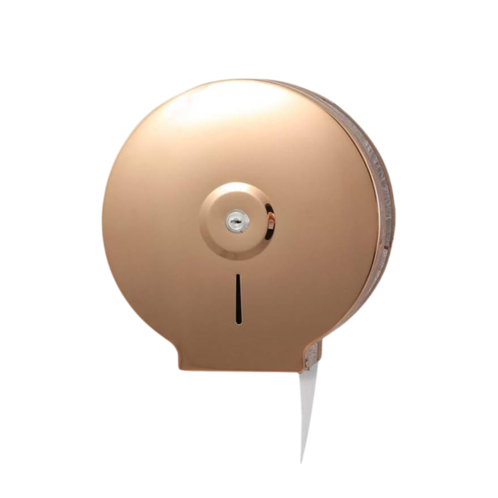 Dispensador metálico de pared para papel higiénico color rosa oro