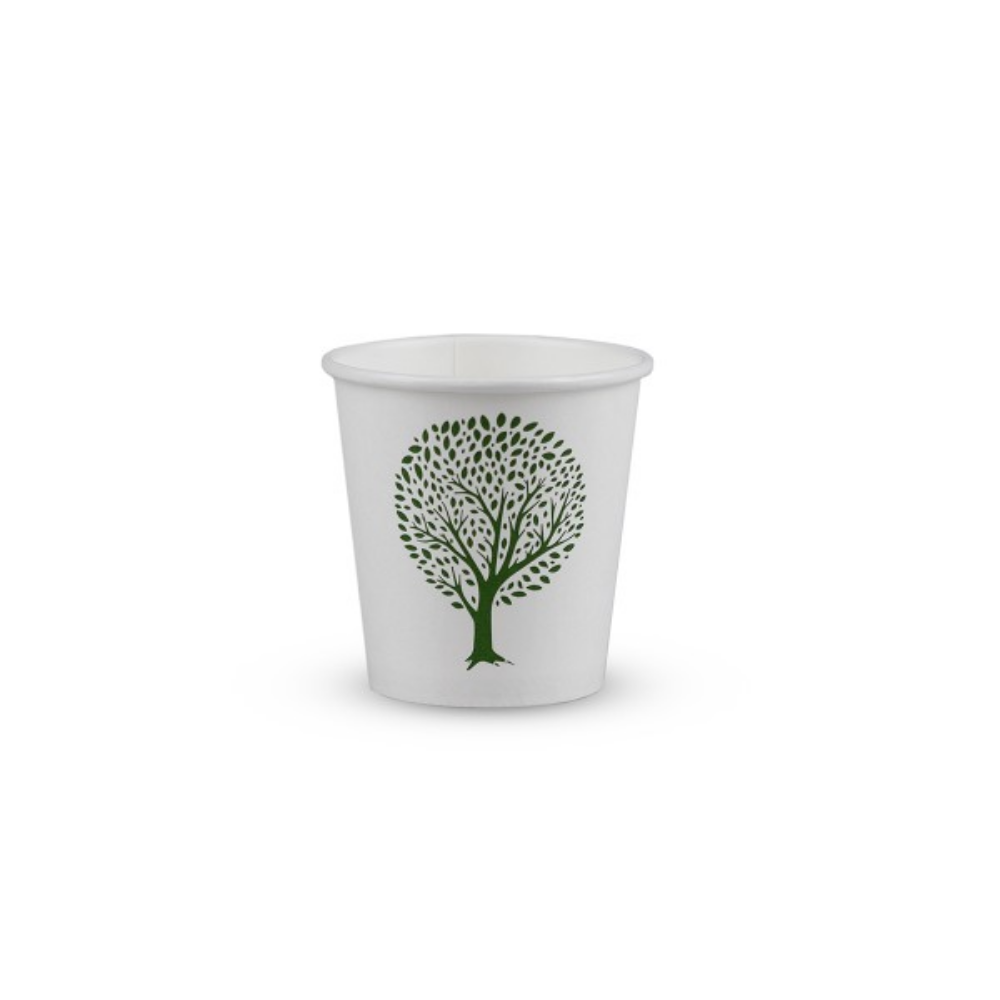 Vaso compostable blanco 4 onzas (120 ml), línea green tree, paquete x 50