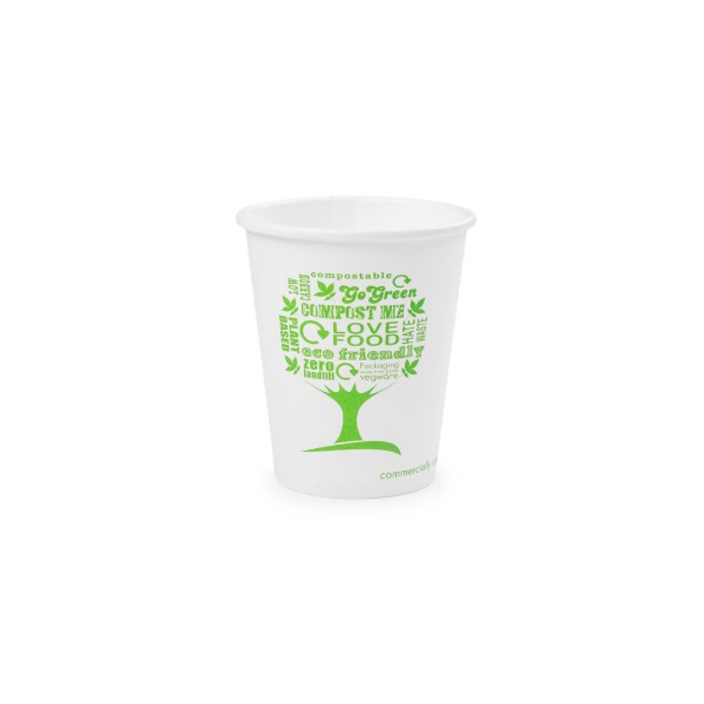 Vaso blanco 6 onzas (180 ml), línea geen tree. paquete x50