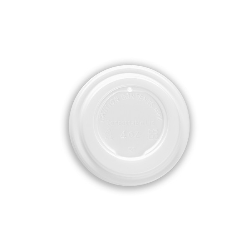 Tapa plana blanca de 62 mm - vasos de 4 onzas (120 ml) paquete x 50
