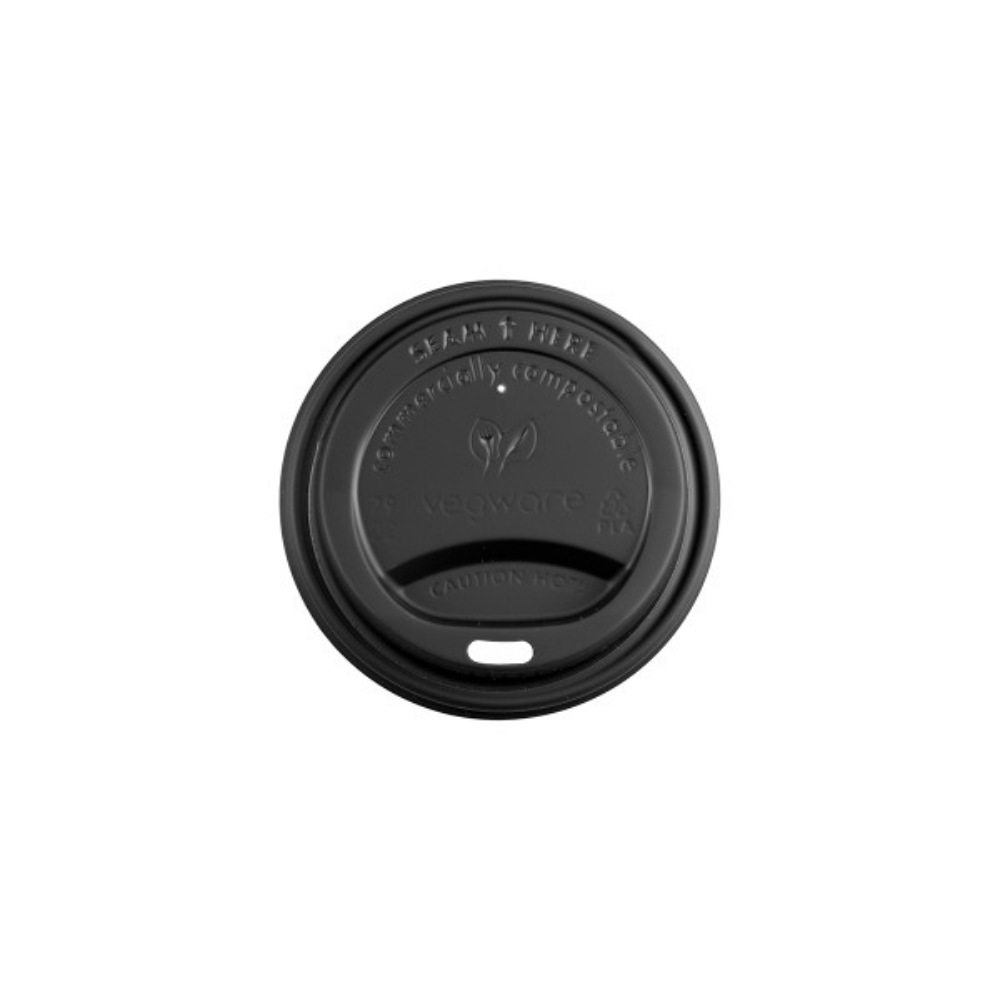 Tapa plana negra de 79 mm - vasos de 8 Oz (240 ml) Paquete x50