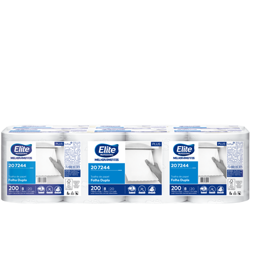 Toalla Elite Excellence doble hoja (207244) 200 Mt. funda x 8 rollos