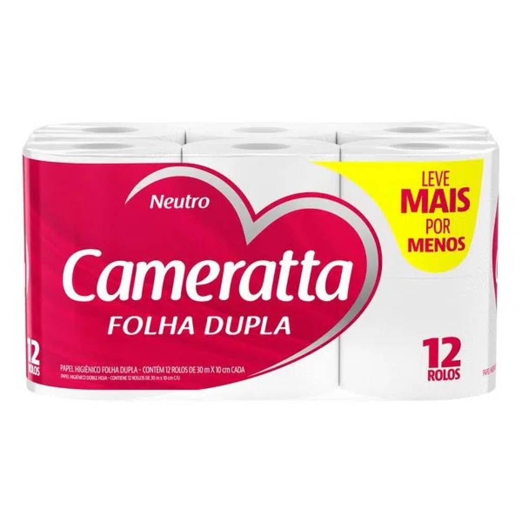 Papel higiénico Cameratta doble hoja 30 m paquete x 12 rollos