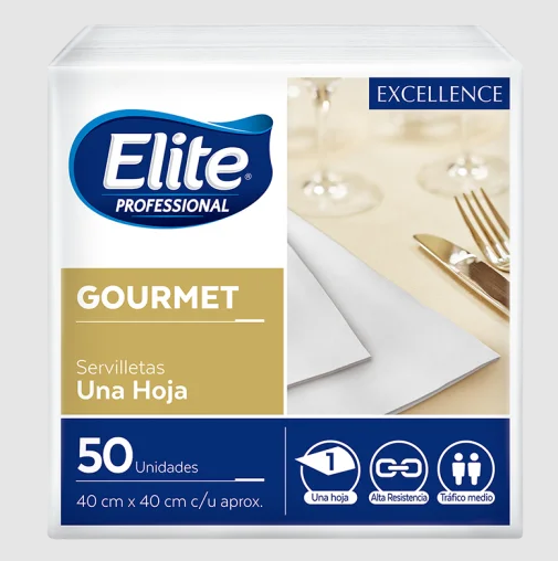 Servilleta elite ip 1433 gourmet blanca 40 x 40 paquete x 50 servilletas caja x 12 