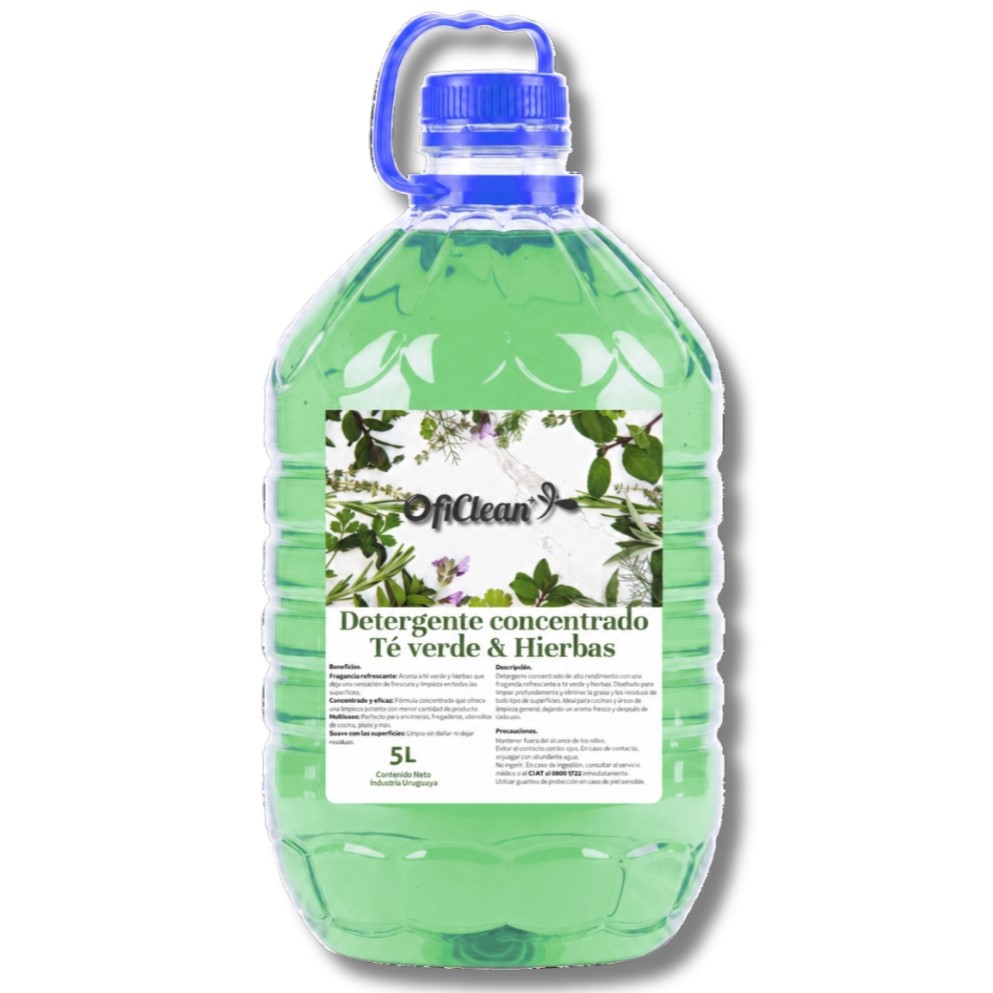 Detergente oficlean concentrado té verde & hierbas bidón pet 5 lts.