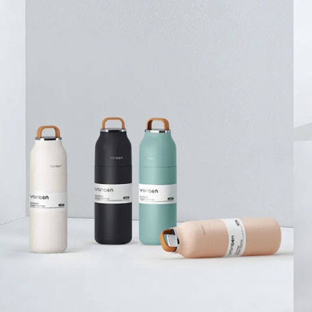 Botella térmica con tapa y asa de goma de 350 ml