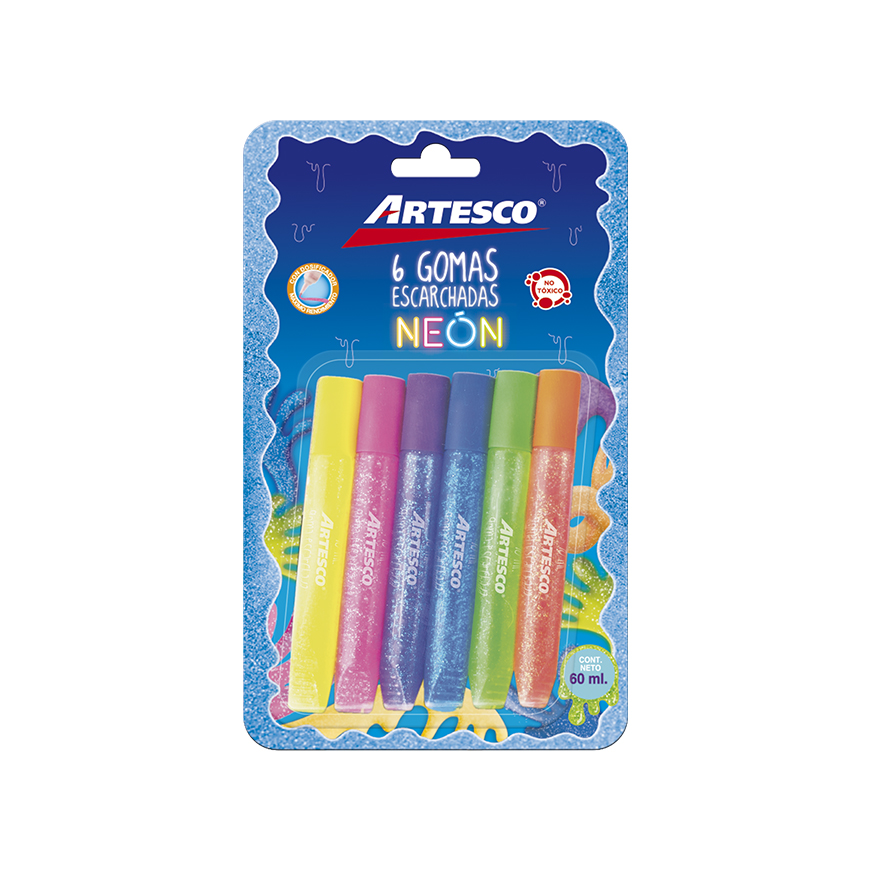 Adhesivos Artesco Sticky Goma Escarchada Neon (Blist x 6)