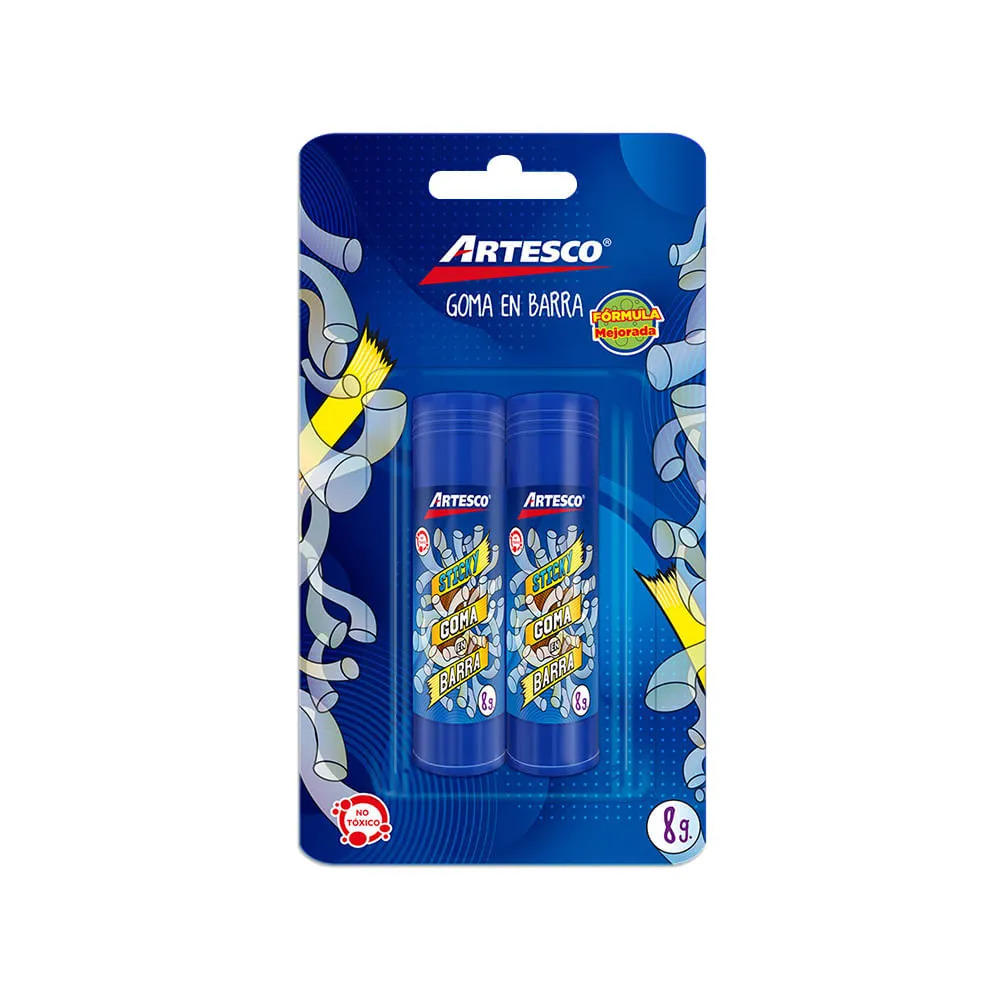 Artesco Barra Adhesiva Goma en  8 gr. Blister 2 Un.