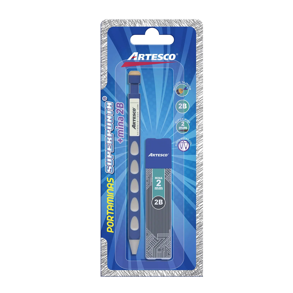 Artesco blister portaminas 2B 2.0 mm + minas