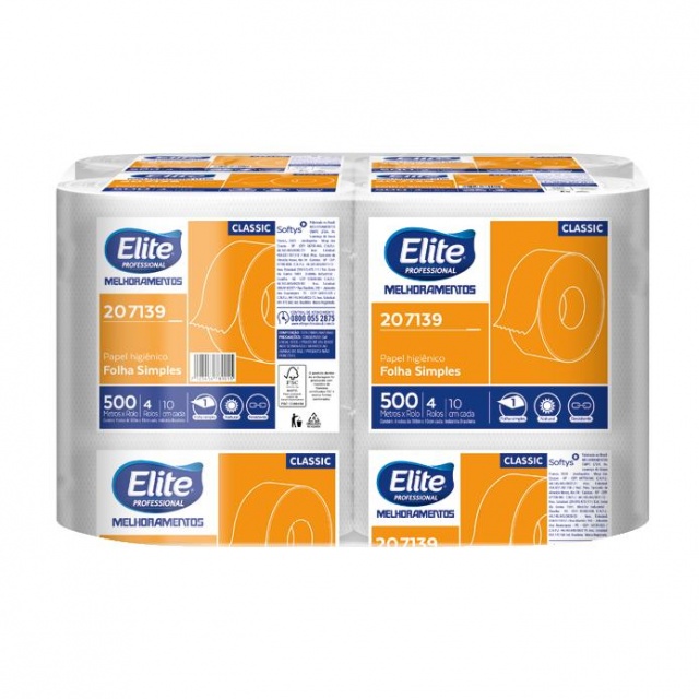 Papel higienico Elite ip 378 jumbo 500m Paq. x 4