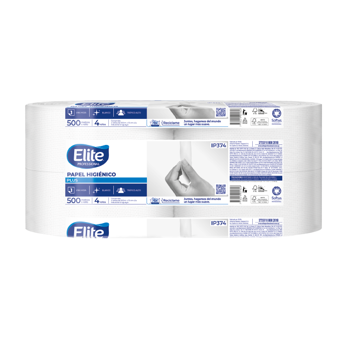 Papel higienico Elite ip374 500 Mt. Plus Paq.x4 rollos