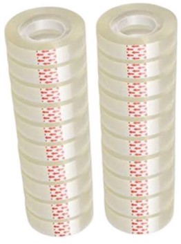 Cinta adhesia 12mm x 27 mt. tubo x 12 rollitos