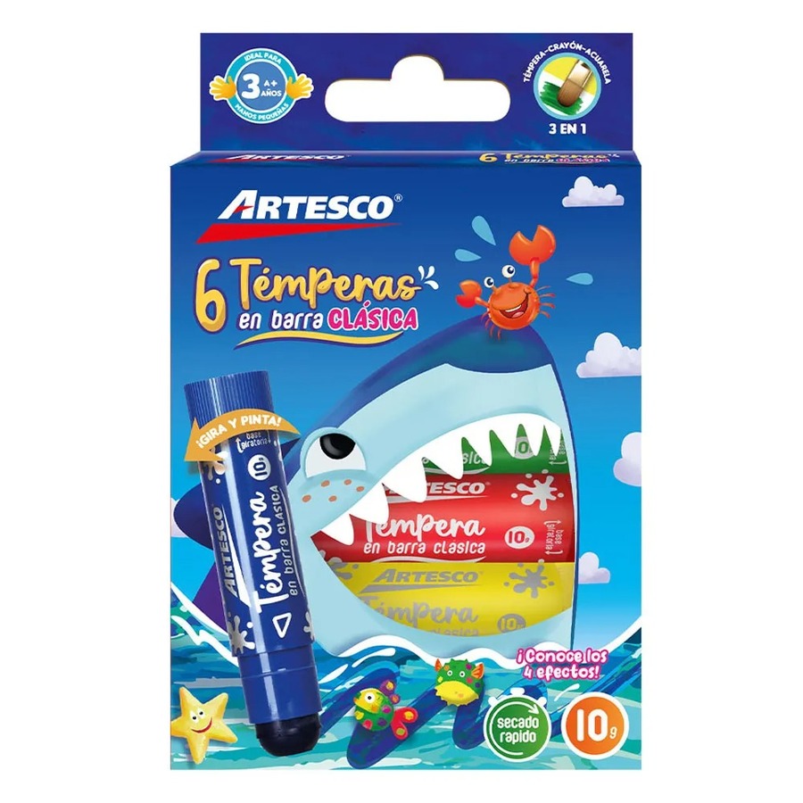 Artesco Tempera en barra 10 Gr. x6
