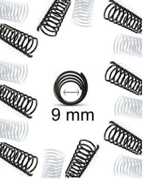 Espiral plastico rulo para encuadernar 9 mm. Paq. x 50