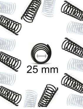 Espiral plastico rulo para encuadernar 25 mm. Paq. x 20