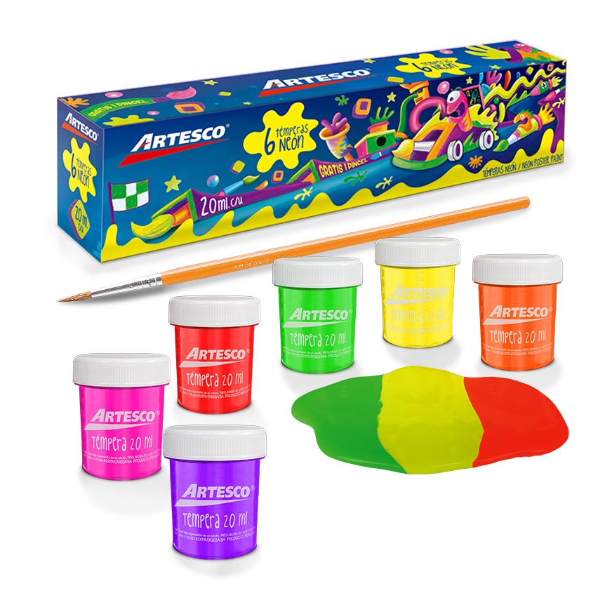 Artesco set de temperas Neon x 6