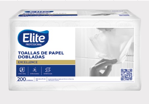 Toalla de papel Elite doble hoja paq. x 200 paños - (207210) ip 353