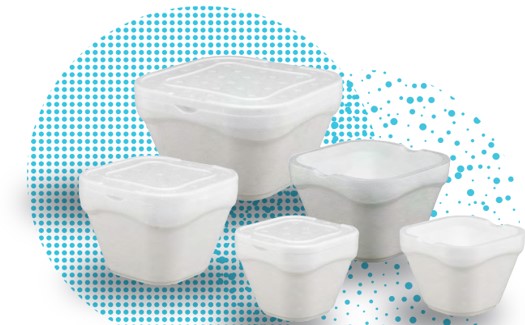 Envase pote térmico de espuma cuadrado funda x 100