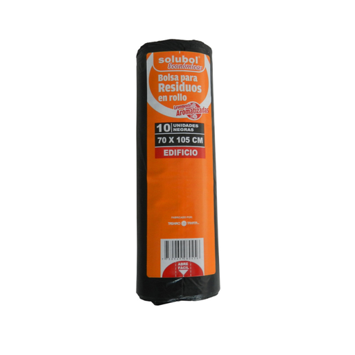 [W5034] Bolsa para residuos - rollo de 10 unidades 70 x 105 cm color negro (ideal para edificios)