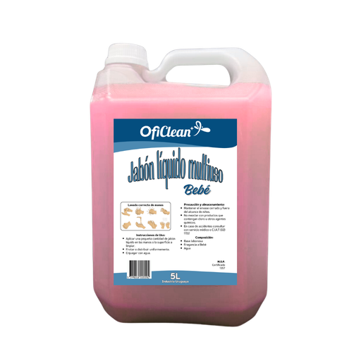[W10057] Jabón líquido Oficlean bidón de 5 L fragancia bebé neutro perlado