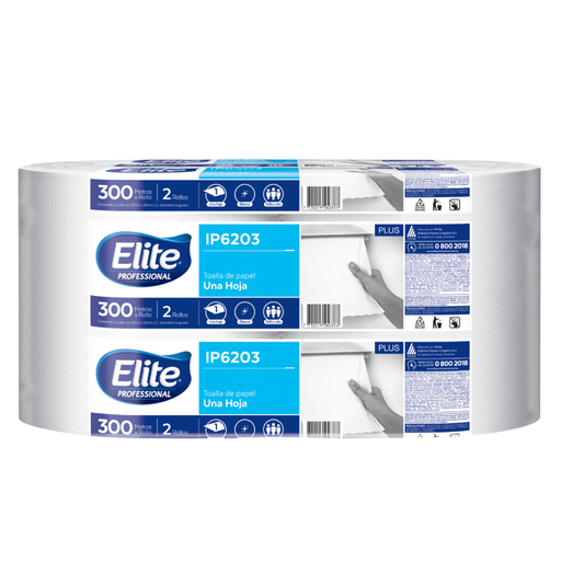 [W5122] Toalla de papel Elite paquete x 2 rollos de 300 m ip 6203