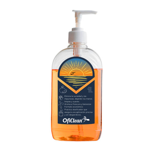[W10061] Jabón líquido para manos neutro perlado Oficlean fragancia naranja 1 L Color naranja