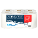 Toallas de mano institucional Oficlean extra blanca. Funda x 6 rollos de 200 m