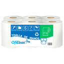 Toalla de mano institucional Oficlean ecológica color blanca. Funda x 6 rollos de 200 m