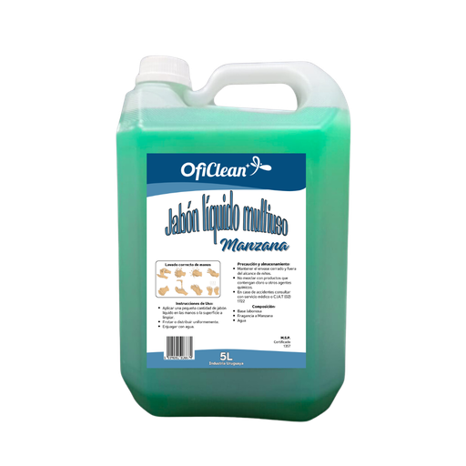 [W5064] Jabón líquido Oficlean bidón de 5 L fragancia manzana neutro perlado