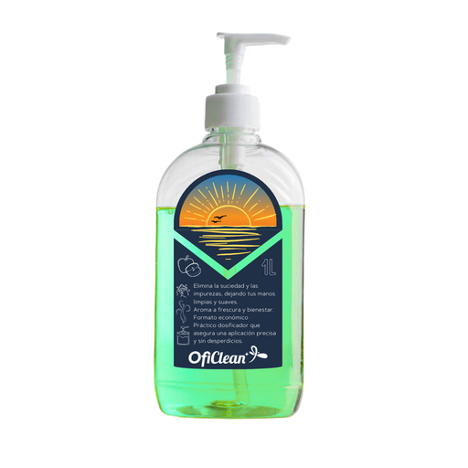[W10062] Jabón líquido para manos neutro perlado oficlean fragancia manzana 1 l color verde