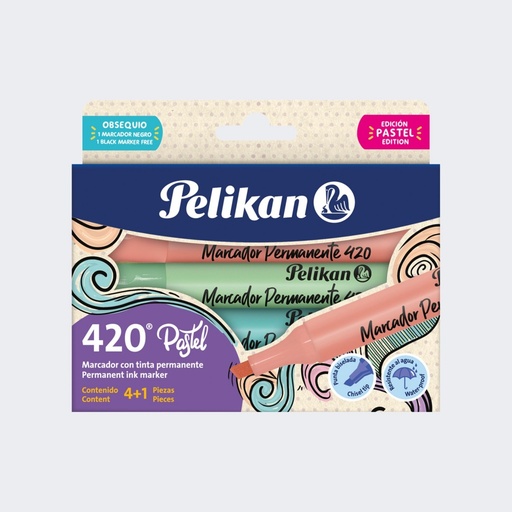 Marcador permanente pastel pelikan set x 5 (modelo: 420)