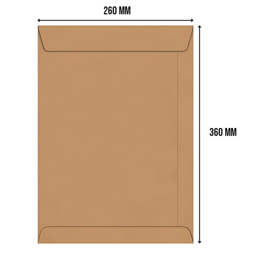 Sobres bolsa manila-kraft oficio 260 x 360 mm paquete x 50