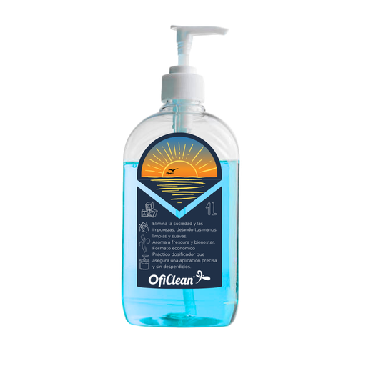 [W10058] Jabón líquido para manos neutro perlado Oficlean fragancia bebé 1 L color celeste