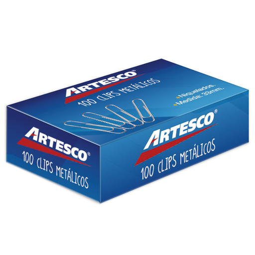 [A-16083001] Clips Artesco metalizados caja x 100 31 mm