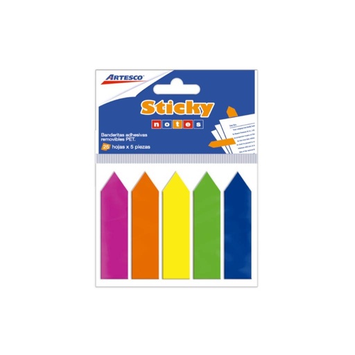 [NA20-16130001] Notas adhesivas artesco banderitas flechas 25 hojas en 5 colores