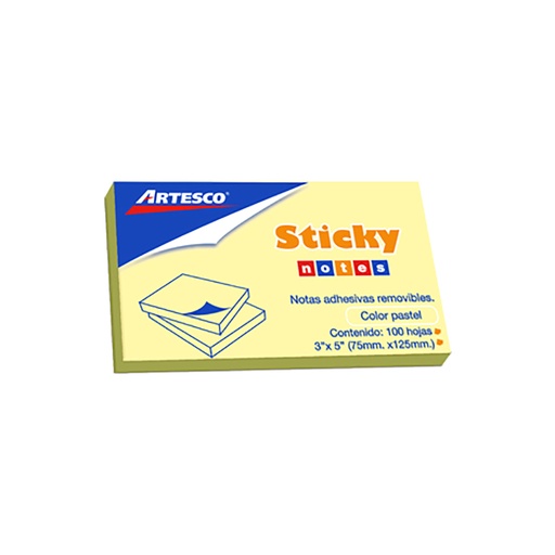 [NA8-16120200] Notas adhesivas artesco 7,5 x 5 cm 100 hojas color amarillo pastel