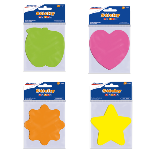 [NA18-17367424] Notas adhesivas Artesco formas 75 hojas colores neón
