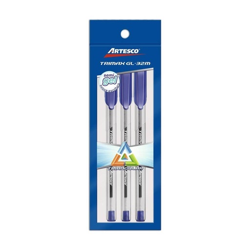 [7070408] Bolígrafos Artesco Trimax blíster x 3  (AZ)