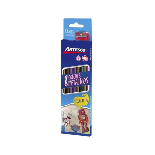 [16331001] Lápices de color Artesco metálicos x 8