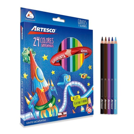 [16316603] Lápices de Color Artesco triangulares x 24