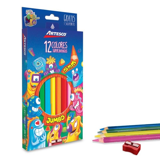 [16316605] Lápices de colores Artesco JUMBO 5mm. triangular x 12
