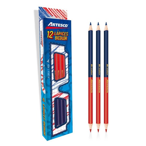 [16317002] Lápices de color Artesco bicolor x 12 (rojo-azul)